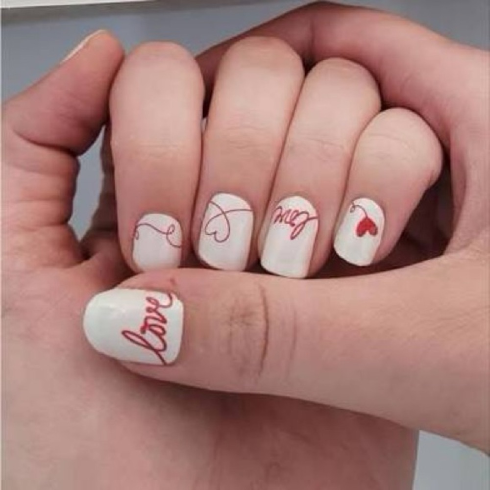 LOVE LETTER Retired Color Street Red & White Valentine’s Day Nail Set Love Nails - Picture 4 of 7
